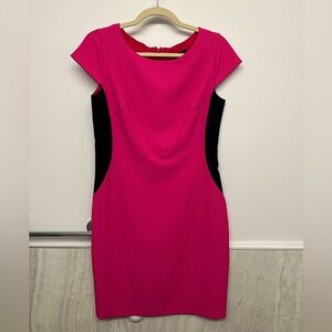 BNWT Cynthia Steffe Exotic Rose (Hot Pink)/Black Cap Sleeve Dress - Size 8
